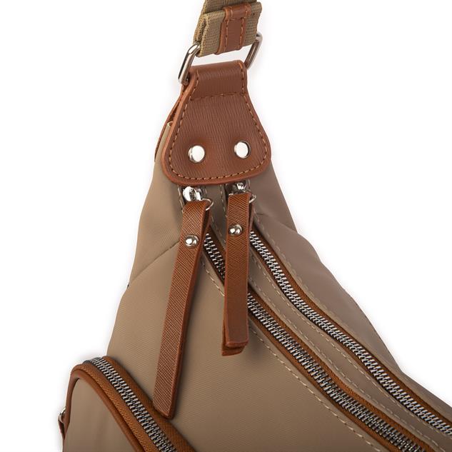 Nas Bag Kadın Çapraz Çanta Vizon Taba Buzzy ( 26x21x15 cm)