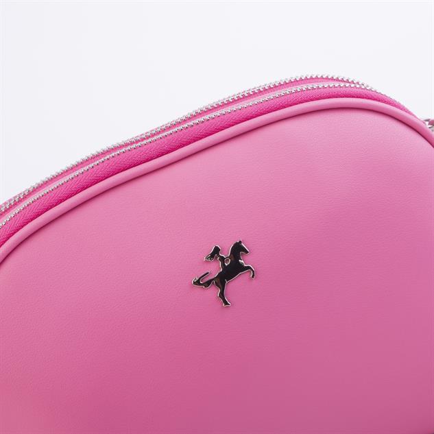 Nas Bag Kadın Çapraz Çantası Çift Gözlü Fuşya Dona (en:24cm ; boy :20 cm)