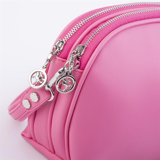 Nas Bag Kadın Çapraz Çantası Çift Gözlü Fuşya Dona (en:24cm ; boy :20 cm)