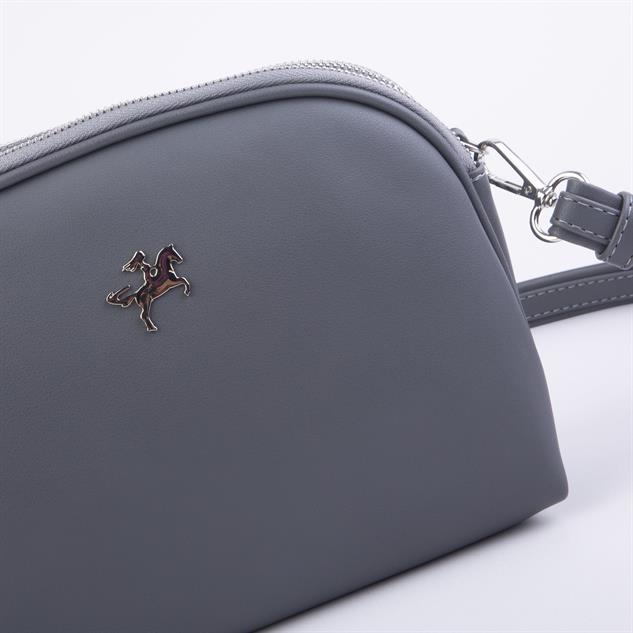 Nas Bag Kadın Çapraz Çantası Çift Gözlü Gri  Dona (en:24cm ; boy :20 cm)