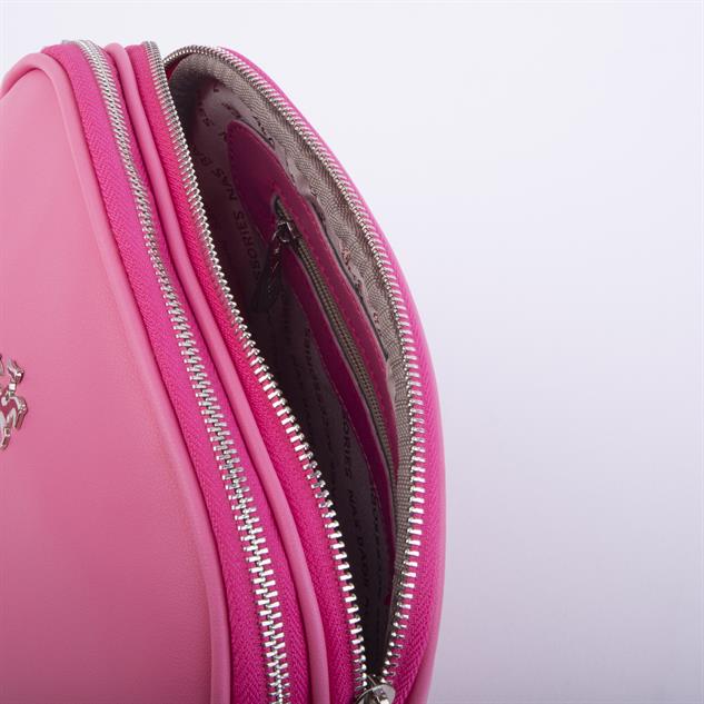 Nas Bag Kadın Çapraz Çantası Çift Gözlü Fuşya Dona (en:24cm ; boy :20 cm)