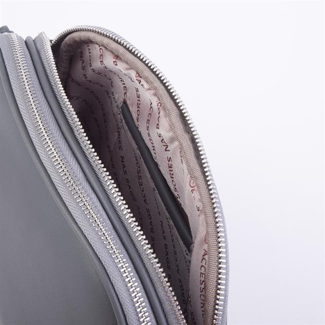 Nas Bag Kadın Çapraz Çantası Çift Gözlü Gri  Dona (en:24cm ; boy :20 cm)