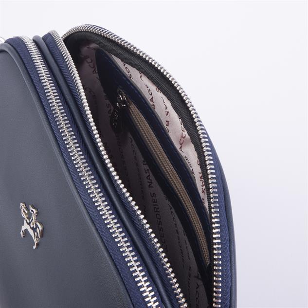 Nas Bag Kadın Çapraz Çantası Çift Gözlü Lacivert  Dona (en:24cm ; boy :20 cm)