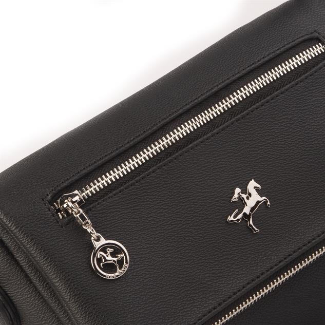 Nas Bag Kadın Çapraz Çok Cepli Spor Çanta Siyah Mercan  (25x18x7 cm )