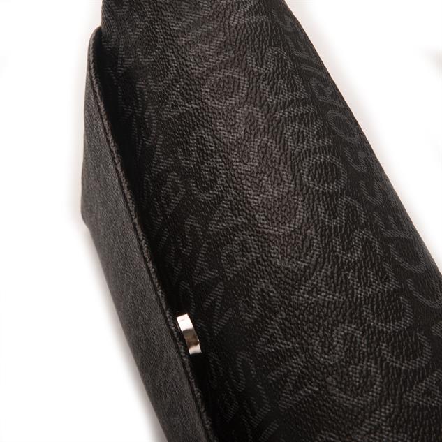 Nas Bag Kadın Çapraz Çok Cepli Spor Çanta Siyah Yazılı  (25x18x7 cm )