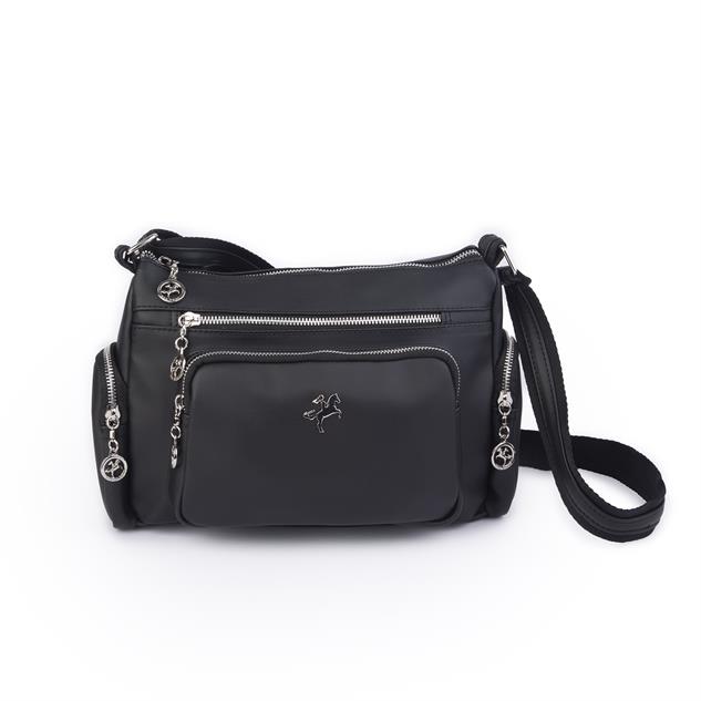 Nas Bag Kadın Çapraz Çok Gözlü Günlük Çanta Siyah  Dona ( 30x22 cm ebatlarındadır.)