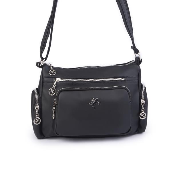 Nas Bag Kadın Çapraz Çok Gözlü Günlük Çanta Siyah  Dona ( 30x22 cm ebatlarındadır.)