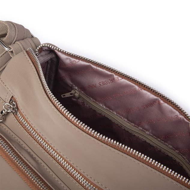 Nas Bag Kadın Çapraz Çok Gözlü Günlük Çanta Vizon Taba  Buzyy ( 30x22 cm ebatlarındadır.)