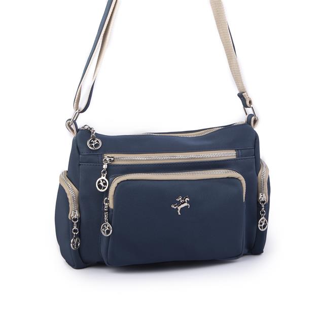 Nas Bag Kadın Çapraz Çok Gözlü Günlük Çanta Lacivert Kum Buzzy ( 30x22 cm ebatlarındadır.)