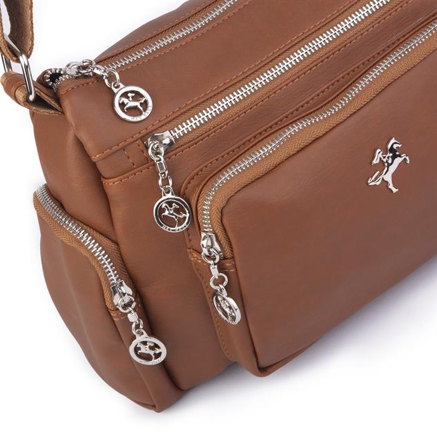 Nas Bag Kadın Çapraz Çok Gözlü Günlük Çanta Taba  Yıkamalı ( 30x22 cm ebatlarındadır.)