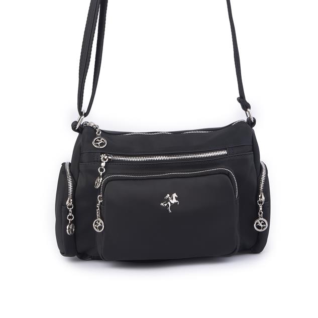 Nas Bag Kadın Çapraz Çok Gözlü Günlük Çanta Siyah  Buzzy ( 30x22 cm ebatlarındadır.)