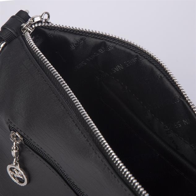 Nas Bag Kadın Çapraz Çok Gözlü Günlük Çanta Siyah  Yıkamalı ( 30x22 cm ebatlarındadır.)