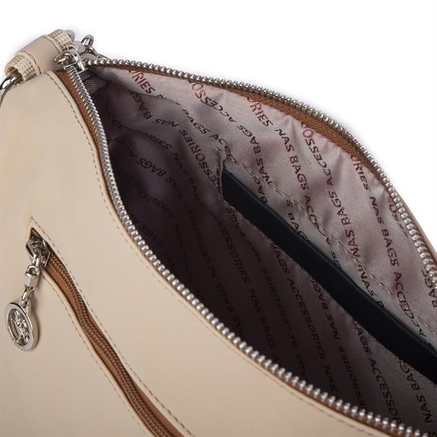 Nas Bag Kadın Çapraz Çok Gözlü Günlük Çanta Kum Taba Buzzy ( 30x22 cm ebatlarındadır.)