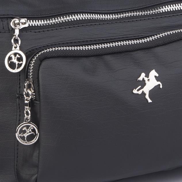 Nas Bag Kadın Çapraz Çok Gözlü Günlük Çanta Siyah  Yıkamalı ( 30x22 cm ebatlarındadır.)
