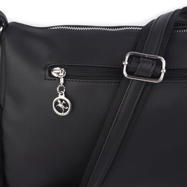 Nas Bag Kadın Çapraz Çok Gözlü Günlük Çanta Siyah  Dona ( 30x22 cm ebatlarındadır.)