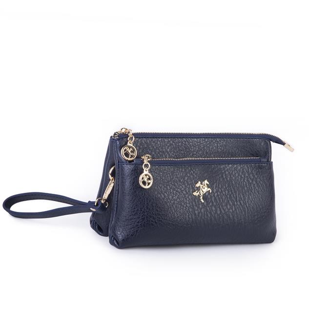 Nas Bag Kadın Çapraz ve Clutch Çanta Bilek ve Çapraz Askılı (24x15 cm) Lacivert Victoria 
