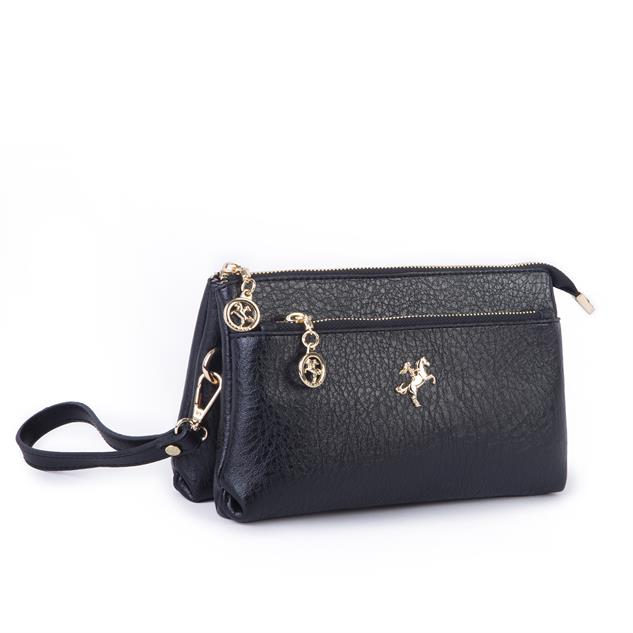 Nas Bag Kadın Çapraz ve Clutch Çanta Bilek ve Çapraz Askılı (24x15 cm) Siyah Victoria 