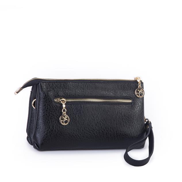 Nas Bag Kadın Çapraz ve Clutch Çanta Bilek ve Çapraz Askılı (24x15 cm) Siyah Victoria 