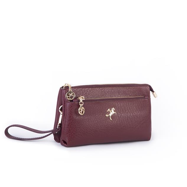 Nas Bag Kadın Çapraz ve Clutch Çanta Bilek ve Çapraz Askılı (24x15 cm) Bordo Victoria 