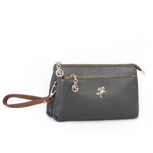 Nas Bag Kadın Çapraz ve Clutch Çanta Bilek ve Çapraz Askılı (24x15 cm) Haki Taba Victoria 