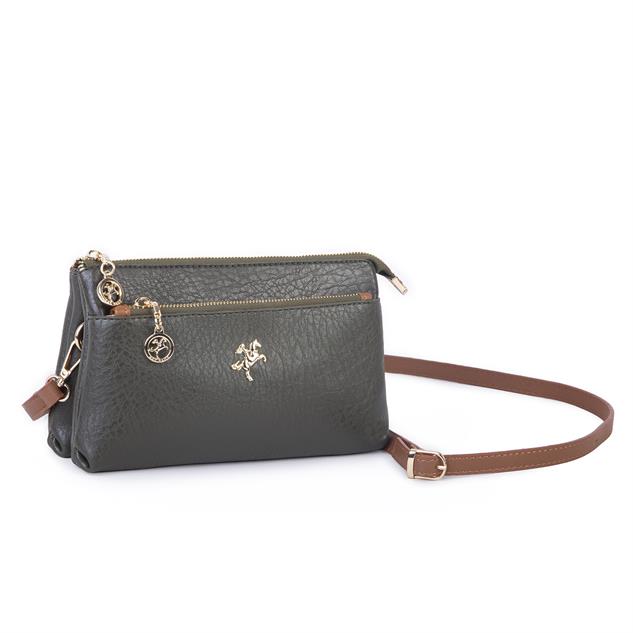 Nas Bag Kadın Çapraz ve Clutch Çanta Bilek ve Çapraz Askılı (24x15 cm) Haki Taba Victoria 