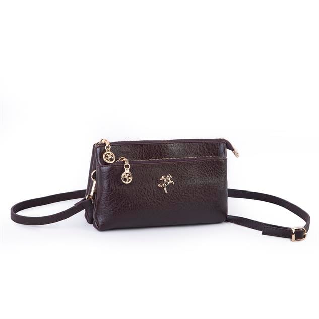 Nas Bag Kadın Çapraz ve Clutch Çanta Bilek ve Çapraz Askılı (24x15 cm) Kahve Victoria 