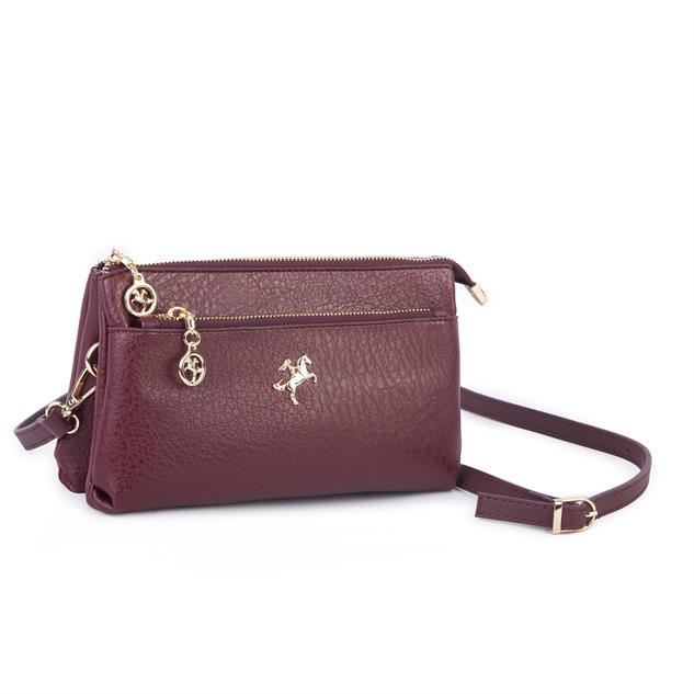 Nas Bag Kadın Çapraz ve Clutch Çanta Bilek ve Çapraz Askılı (24x15 cm) Bordo Victoria 