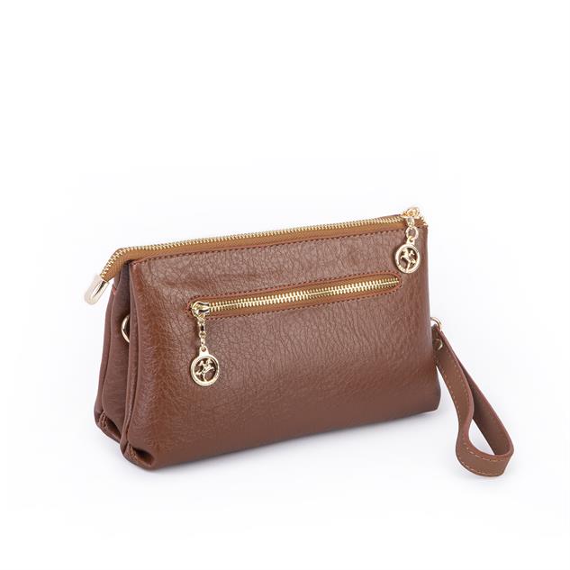 Nas Bag Kadın Çapraz ve Clutch Çanta Bilek ve Çapraz Askılı (24x15 cm) Taba Victoria 
