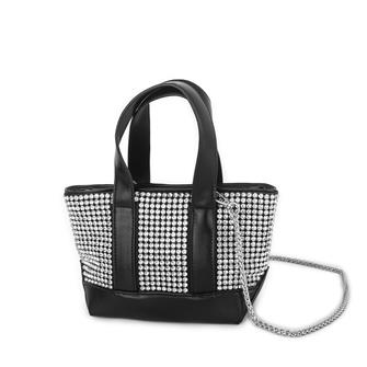 Nas Bag Kadın Çapraz ve El Çantası Black Silver Diamond Siyah Taşlı Çanta