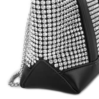 Nas Bag Kadın Çapraz ve El Çantası Black Silver Diamond Siyah Taşlı Çanta