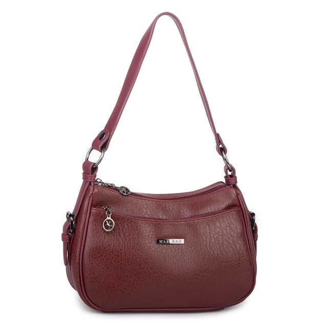 Nas Bag Kadın Çapraz ve Omuz Çanta  (27x19 cm) Bordo Victoria 