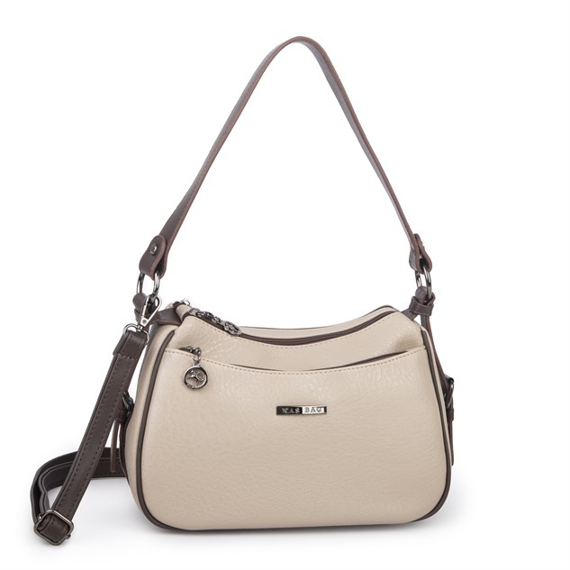 Nas Bag Kadın Çapraz ve Omuz Çanta  (27x19 cm) Kum Kahve Victoria 