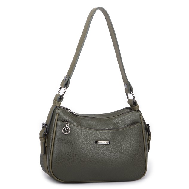 Nas Bag Kadın Çapraz ve Omuz Çanta  (27x19 cm) Haki Victoria 