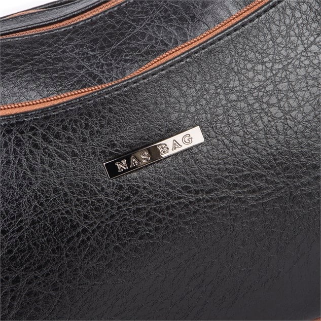 Nas Bag Kadın Çapraz ve Omuz Çanta  (27x19 cm) Siyah Taba Victoria 