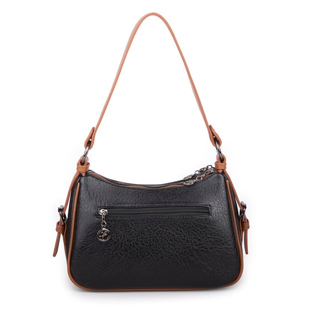 Nas Bag Kadın Çapraz ve Omuz Çanta  (27x19 cm) Siyah Taba Victoria 