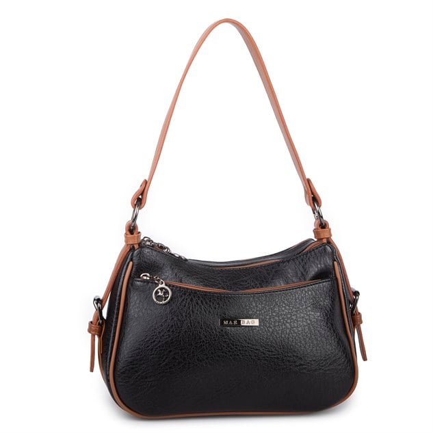 Nas Bag Kadın Çapraz ve Omuz Çanta  (27x19 cm) Siyah Taba Victoria 