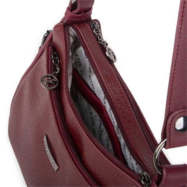 Nas Bag Kadın Çapraz ve Omuz Çanta  (27x19 cm) Bordo Victoria 