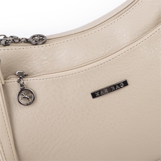 Nas Bag Kadın Çapraz ve Omuz Çanta  (27x19 cm) Kum Victoria 
