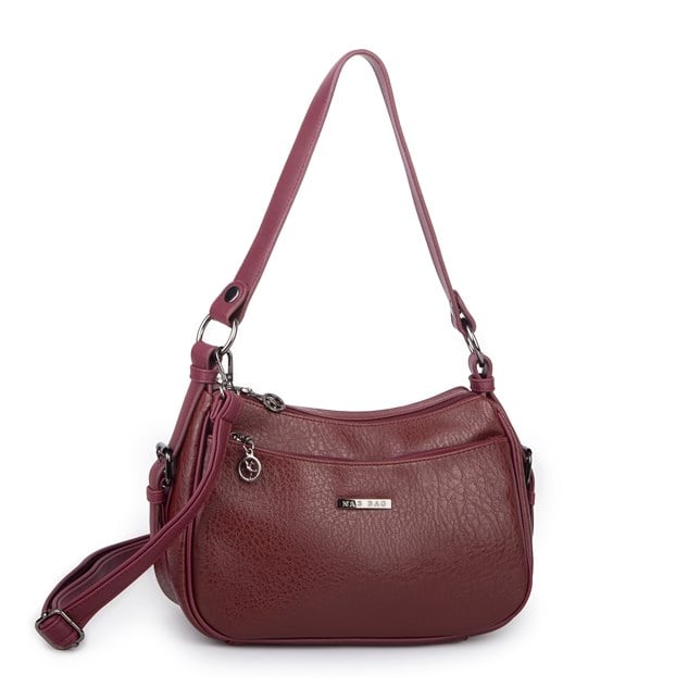 Nas Bag Kadın Çapraz ve Omuz Çanta  (27x19 cm) Bordo Victoria 