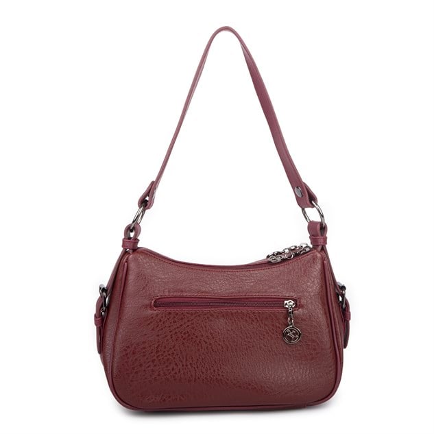 Nas Bag Kadın Çapraz ve Omuz Çanta  (27x19 cm) Bordo Victoria 