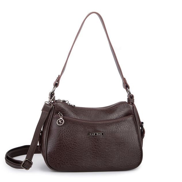 Nas Bag Kadın Çapraz ve Omuz Çanta  (27x19 cm) Kahverengi Victoria 
