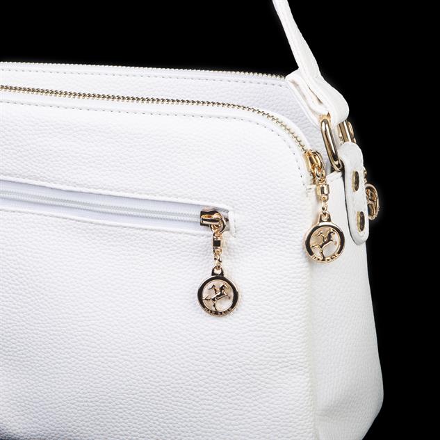 Nas Bag Kadın Çapraz Yumuşak Deri Çıtçıtlı Üç Bölmeli Çanta Beyaz Lopez
