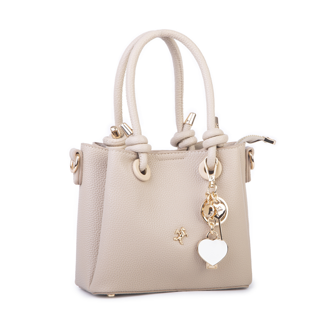 Nas Bag Kadın Charmlı Mini El ve Çapraz Çanta (en :19 cm , boy:15 cm) Kum Lopez