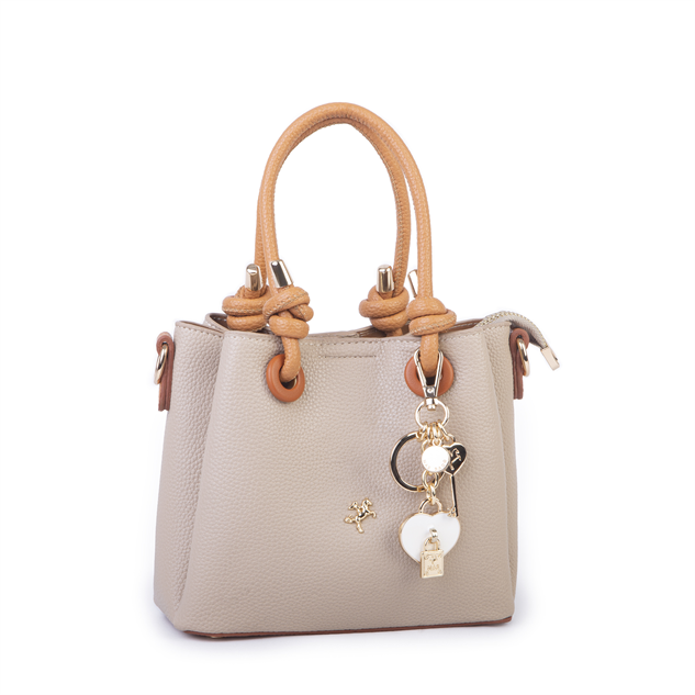 Nas Bag Kadın Charmlı Mini El ve Çapraz Çanta (en :19 cm , boy:15 cm) Kum Taba Lopez