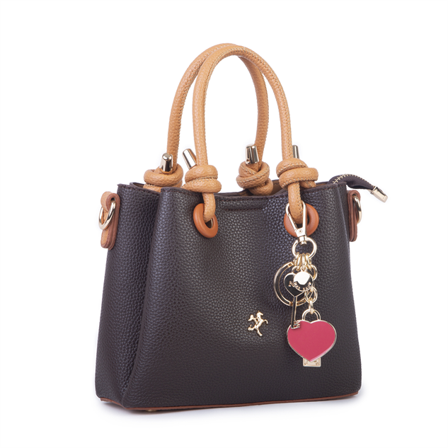 Nas Bag Kadın Charmlı Mini El ve Çapraz Çanta (en :19 cm , boy:15 cm) Kahve Taba Lopez