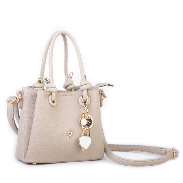 Nas Bag Kadın Charmlı Mini El ve Çapraz Çanta (en :19 cm , boy:15 cm) Kum Lopez