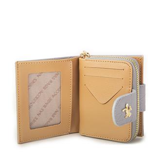 Nas Bag Kadın Çift Kapaklı Mini Cüzdan Gri Camel Gofraj