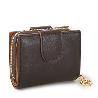 Nas Bag Kadın Çift Kapaklı Mini Cüzdan Kahve Taba Nero