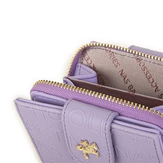 Nas Bag Kadın Çift Kapaklı Mini Cüzdan  Lila Gofraj