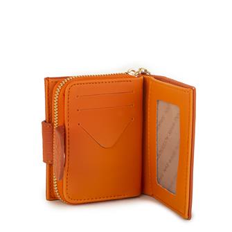Nas Bag Kadın Çift Kapaklı Mini Cüzdan Turuncu Gofraj